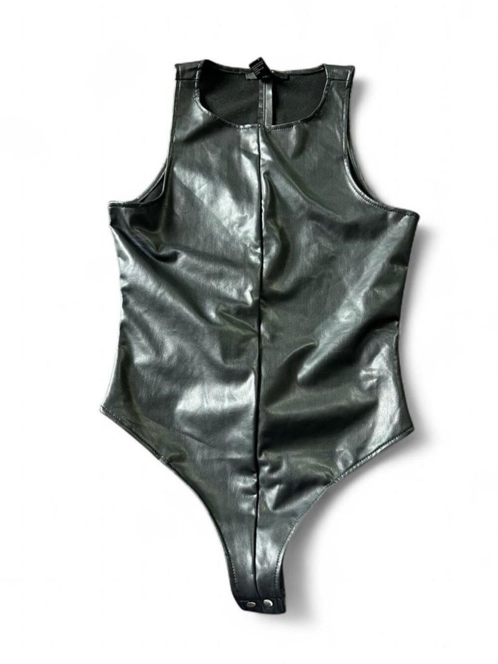 Forever 21 black faux pleather leather bodysuit   Size M  Some thread issues aro
